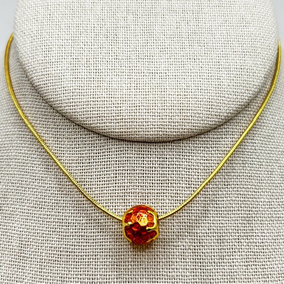 NWOT Sterling silver 18k gold plated honeycomb necklace pendant 18” - Picture 2 of 8